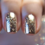 Unhas Encapsuladas Delicadas com Glitter