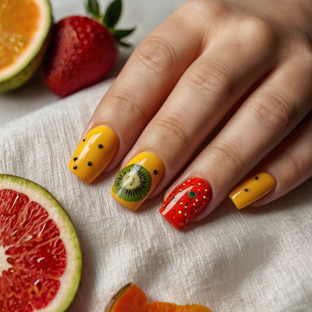 ideias de nail art com frutas para sua Diversão no Verão