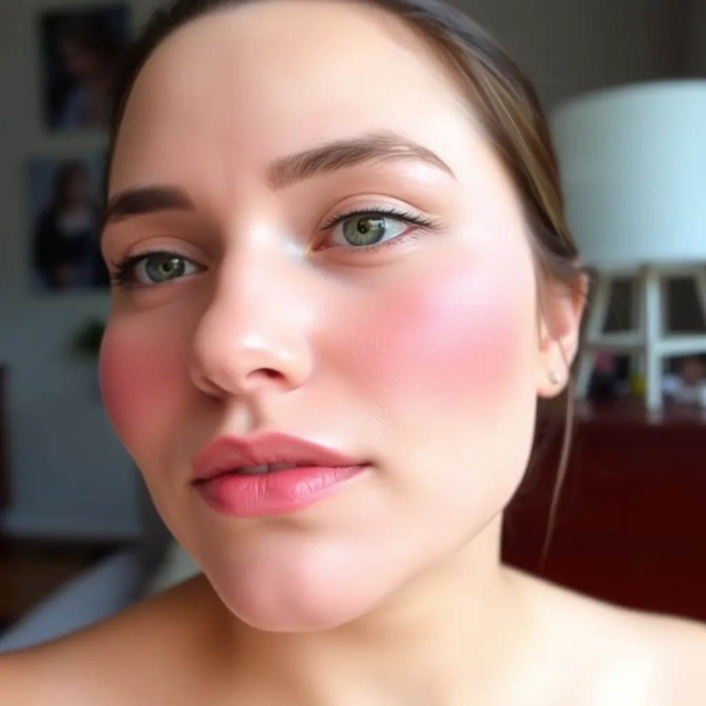 Aplicação de blush e contorno para maquiagem noturna.