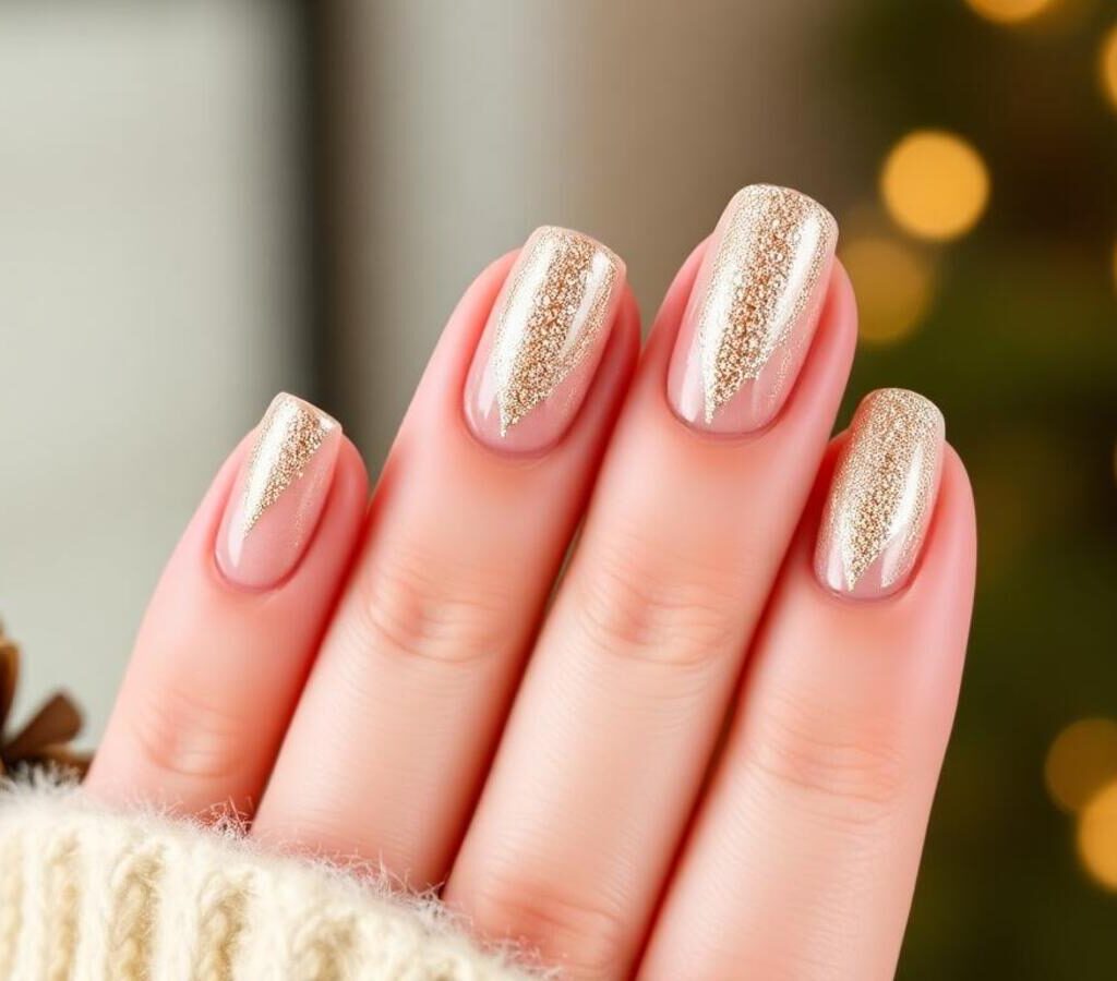 Decoração de Unhas Curtas para Natal e Ano Novo