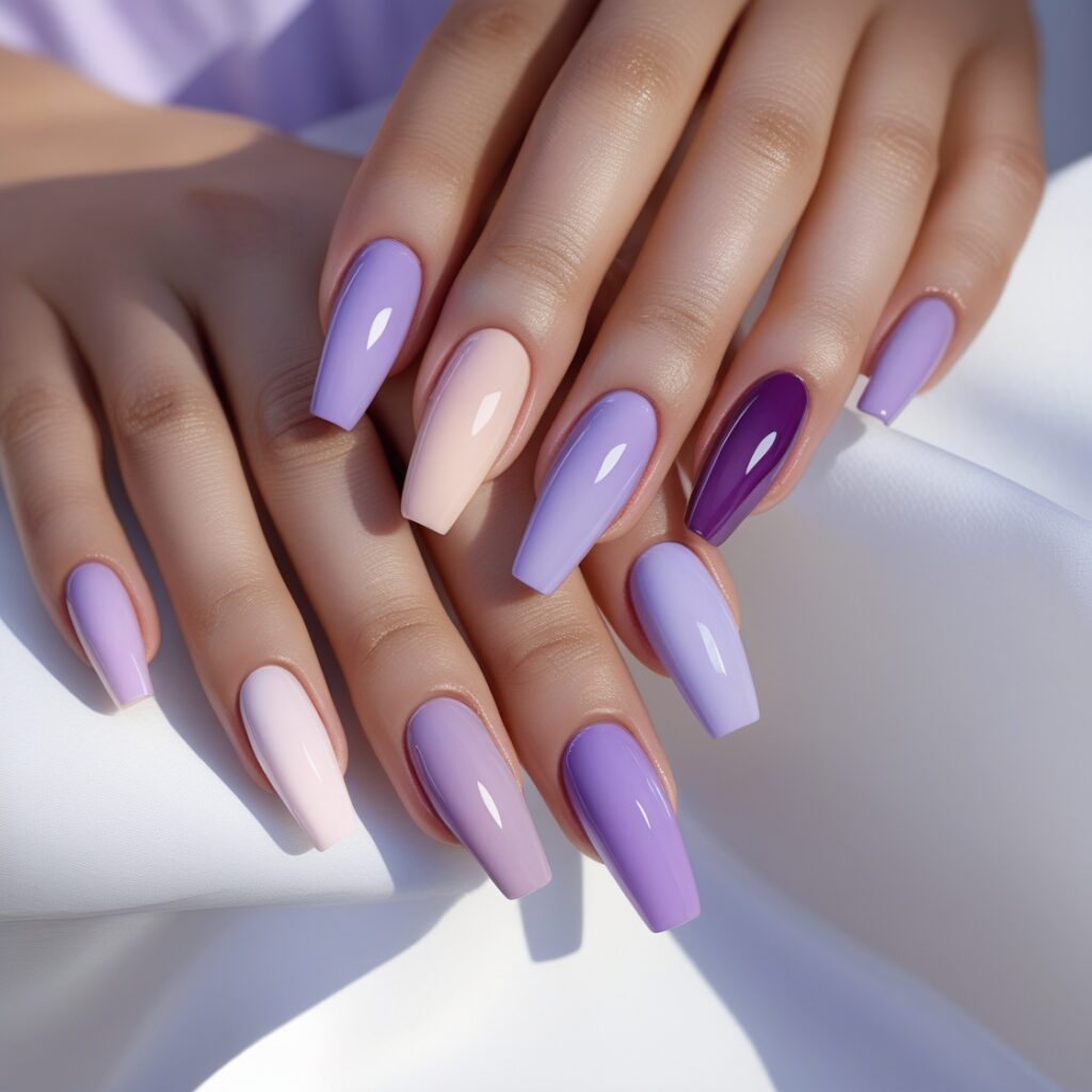 Unhas de Gel Lilás Claro