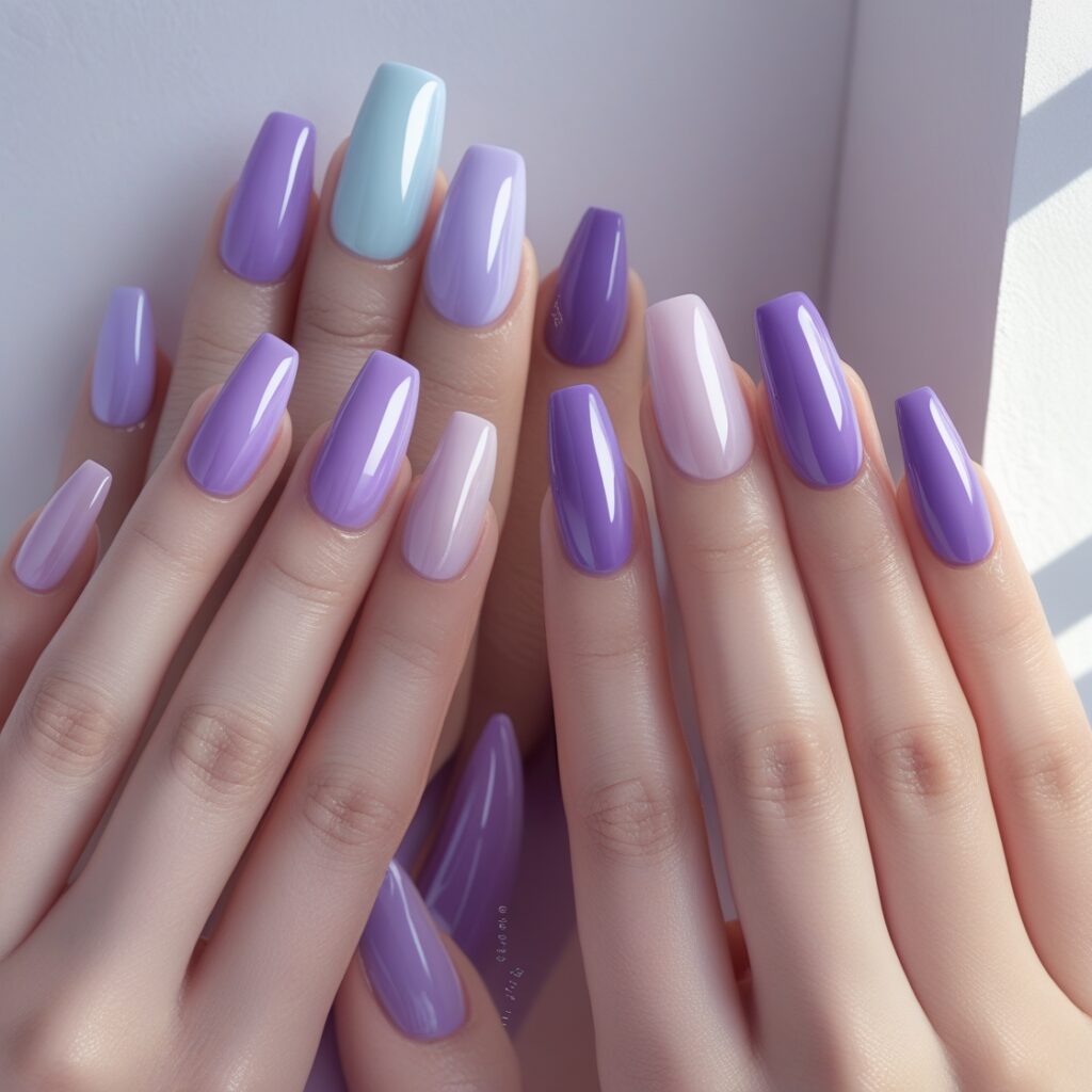 Unhas de Gel Lilás Claro